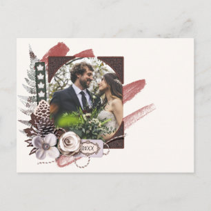 Rustic Forest Winter Wedding Foto bedankt Briefkaart