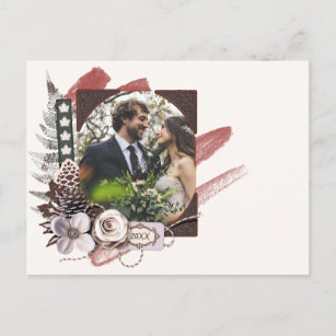 Rustic Forest Winter Wedding Foto bedankt Briefkaart
