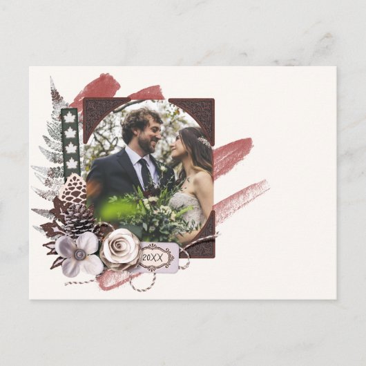 Rustic Forest Winter Wedding Foto bedankt Briefkaart (Voorkant)