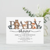 Rustic Forest Woodland Animals Baby shower Kaart (Staand voorkant)