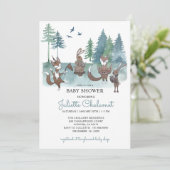 Rustic Forest Woodland Animals Baby shower Kaart (Staand voorkant)