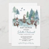 Rustic Forest Woodland Animals Baby shower Kaart (Voorkant / Achterkant)