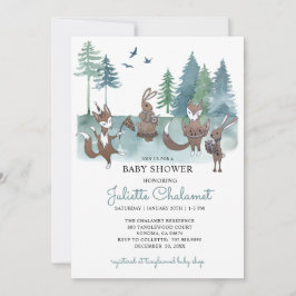Rustic Forest Woodland Animals Baby shower Kaart
