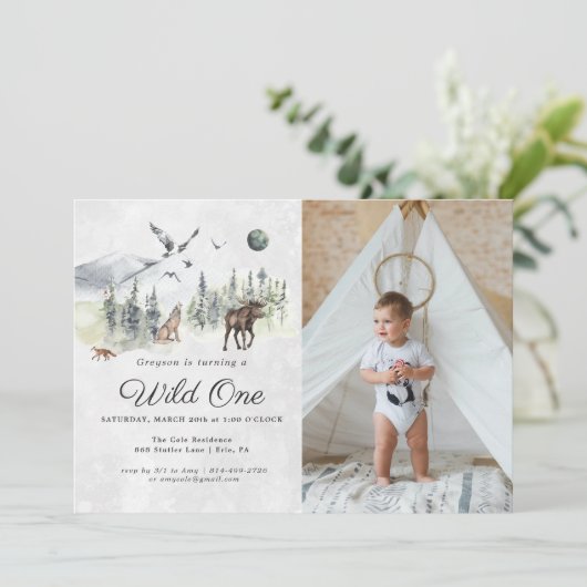 Rustic Forest Woodland Birthday Party Invitation (Staand voorkant)