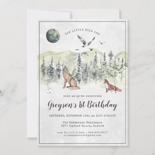 Rustic Forest Woodland Birthday Party Invitation (Voorkant)