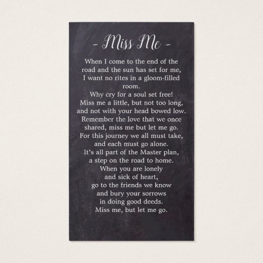 Rustic Forever in ons hart Memorial Prayer Kaart (Achterkant)