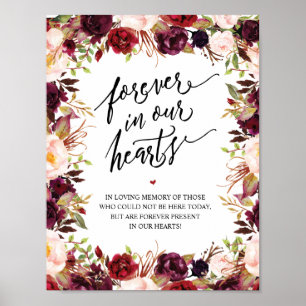 Rustic Forever in ons hart Memorial Sign Poster