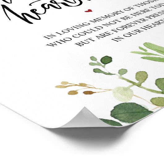 Rustic Forever in ons hart Memorial Sign Poster (Hoek)