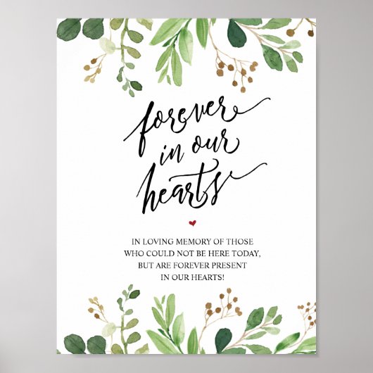 Rustic Forever in ons hart Memorial Sign Poster (Voorkant)