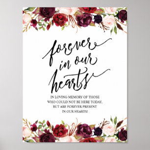 Rustic Forever in ons hart Memorial Sign Poster