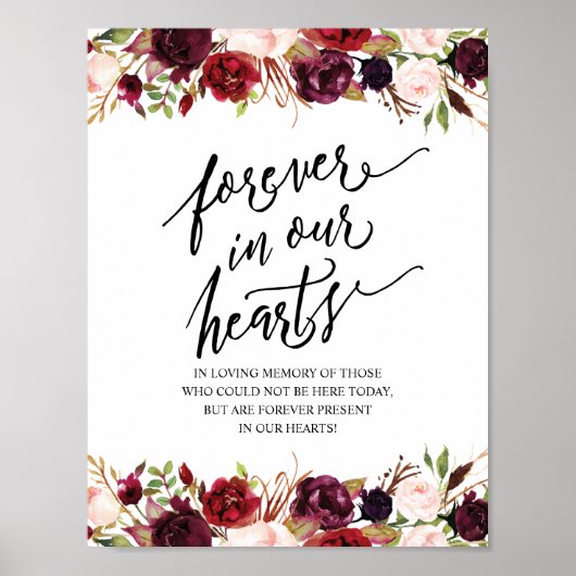 Rustic Forever in ons hart Memorial Sign Poster (Voorkant)