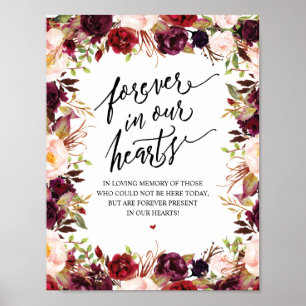 Rustic Forever in ons hart Memorial Sign Poster