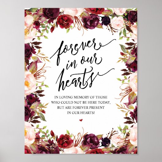 Rustic Forever in ons hart Memorial Sign Poster (Voorkant)