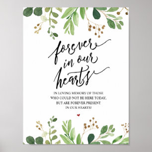 Rustic Forever in ons hart Memorial Sign Poster