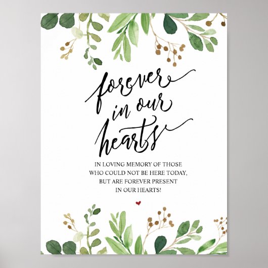 Rustic Forever in ons hart Memorial Sign Poster (Voorkant)