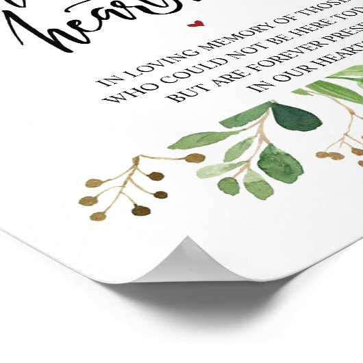 Rustic Forever in ons hart Memorial Sign Poster (Hoek)