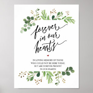 Rustic Forever in ons hart Memorial Sign Poster