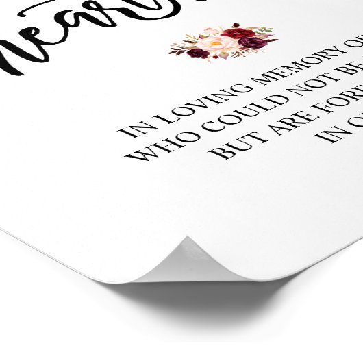 Rustic Forever in ons hart Memorial Sign Poster (Hoek)