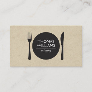 Rustic Fork & Knife Logo voor Chefs & Restaurants Visitekaartje