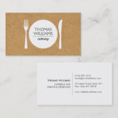 RUSTIC FORK, MES, BORDEN LOGO op SLAGERSPAPIER Visitekaartje (Voorkant / Achterkant)