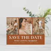 Rustic Foto Boho Terracotta Burnt Sinaasappel Wedd Save The Date (Staand voorkant)