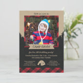 Rustic Foto Camping Birthday Party Kaart (Staand voorkant)