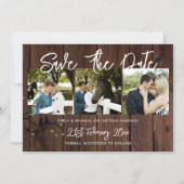Rustic FOTO Collage bewaart het huwelijk op datum Kaart (Voorkant)