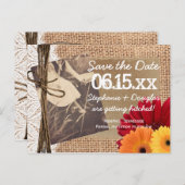 Rustic Foto Daisies Save the Date Briefkaarten (Voorkant / Achterkant)