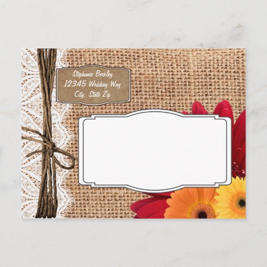 Rustic Foto Daisies Save the Date Briefkaarten (Achterkant)