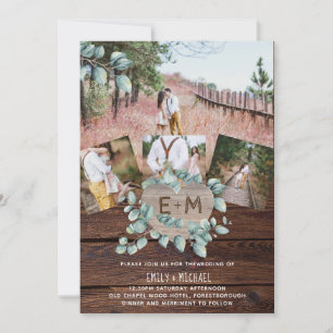 Rustic Foto Greenery EUCALYPTUS Wedding Invite