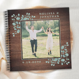 Rustic Foto Greenery Wooden Wedding GuestBook Notitieboek