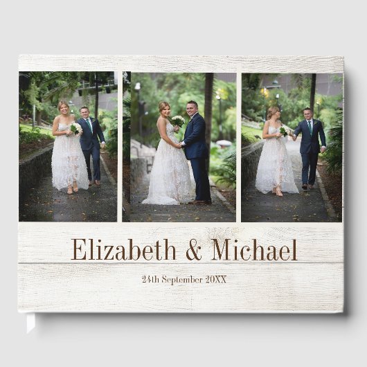 Rustic Foto Modern Elegant Gold Color Wedding Gastenboek (Voorkant)
