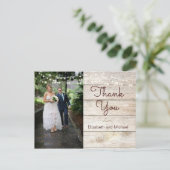 Rustic Foto Modern Lights Wedding Bedankt Briefkaart (Staand voorkant)