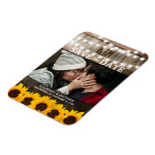 Rustic Foto slaat de datum op | Zonnebloem Magneet (Linkerzijde)