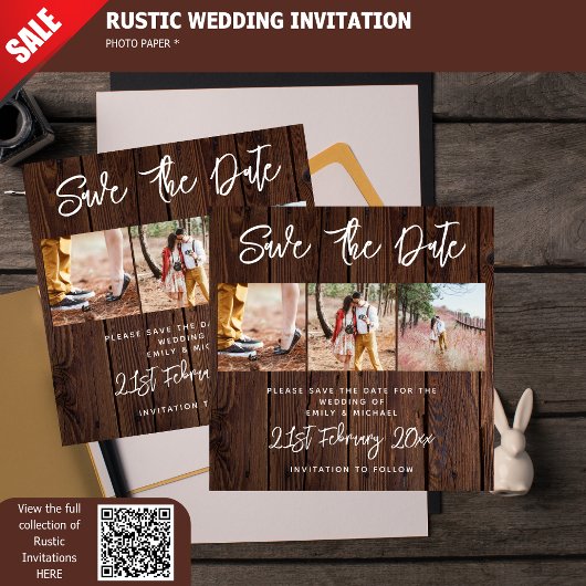 Rustic FOTO sparen de Datum van de Wuwelijksoveree Foto Afdruk