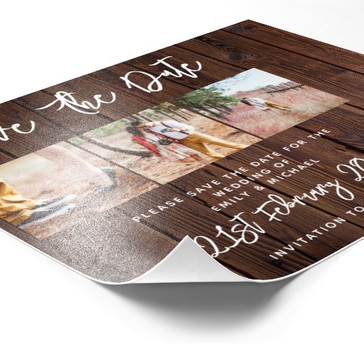 Rustic FOTO sparen de Datum van de Wuwelijksoveree Foto Afdruk (Hoek)