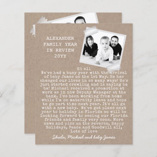 Rustic Foto Vakanties Jaaroverzicht Kraft-Uitzicht (Voorkant / Achterkant)