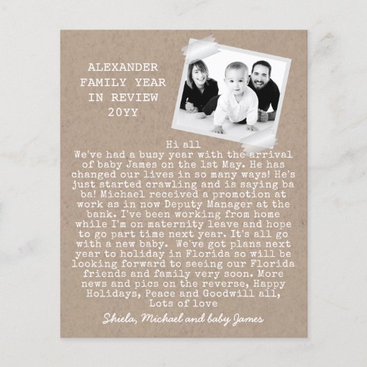 Rustic Foto Vakanties Jaaroverzicht Kraft-Uitzicht (Voorkant)