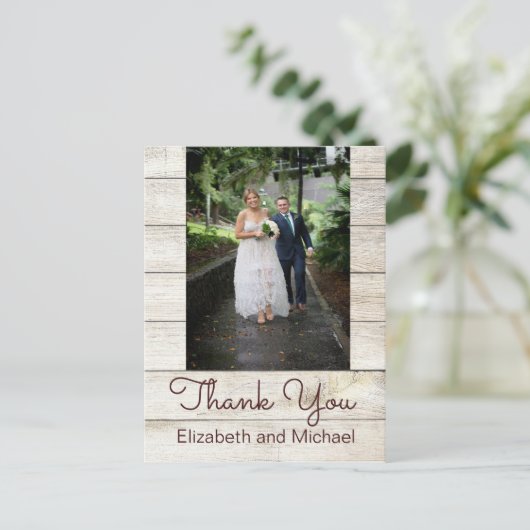 Rustic Foto van Chic Modern Wedding Bedankt Briefkaart (Staand voorkant)