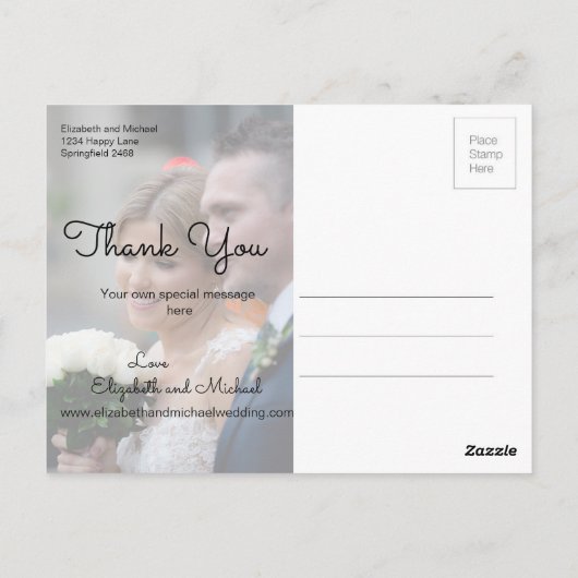 Rustic Foto van Chic Modern Wedding Bedankt Briefkaart (Achterkant)