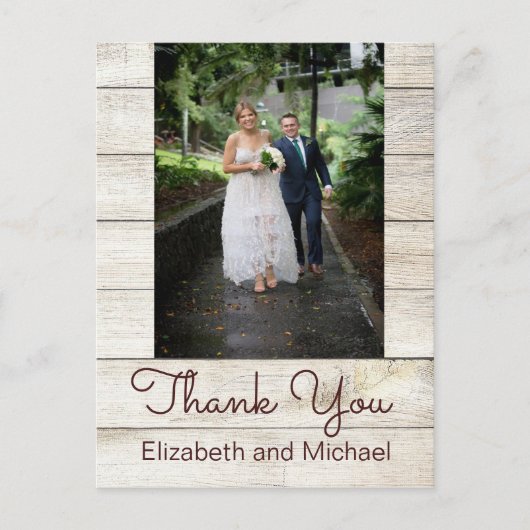 Rustic Foto van Chic Modern Wedding Bedankt Briefkaart (Voorkant)