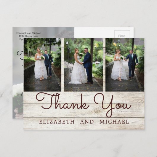 Rustic Foto van Chic Modern Wedding Bedankt Briefkaart (Voorkant / Achterkant)