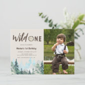 Rustic Foto Wild 1 1e verjaardag uitnodiging (Staand voorkant)
