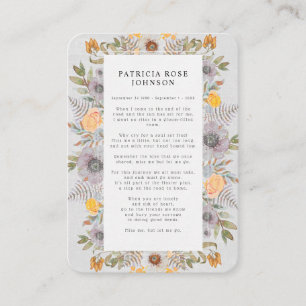 Rustic Fotosympathie Funeral Memorial Kaart Visitekaartje