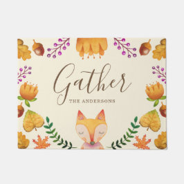 Rustic Fox Autumn Foliage Personalized Deurmat