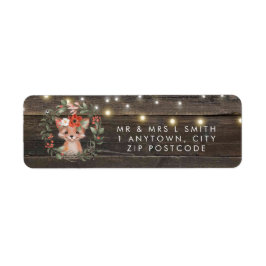 Rustic Fox baby shower Bloemen Retouradres Label