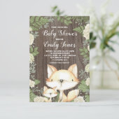 Rustic Fox Baby shower Botanical Greenery Kaart (Staand voorkant)