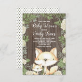 Rustic Fox Baby shower Botanical Greenery Kaart (Voorkant / Achterkant)