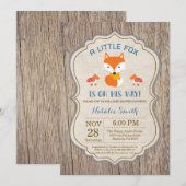 Rustic Fox Baby shower Invitation Boy Kaart (Voorkant / Achterkant)