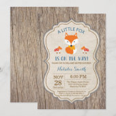 Rustic Fox Baby shower Invitation Boy Kaart (Voorkant / Achterkant)